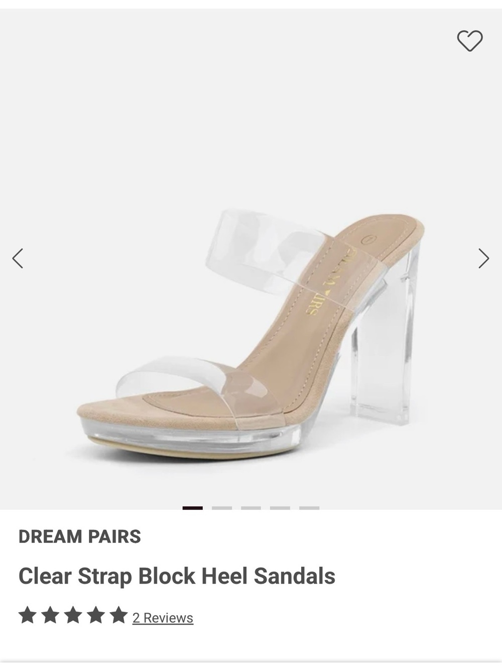 Dream Pairs Clear Strap Block Heels in Nude and Clear